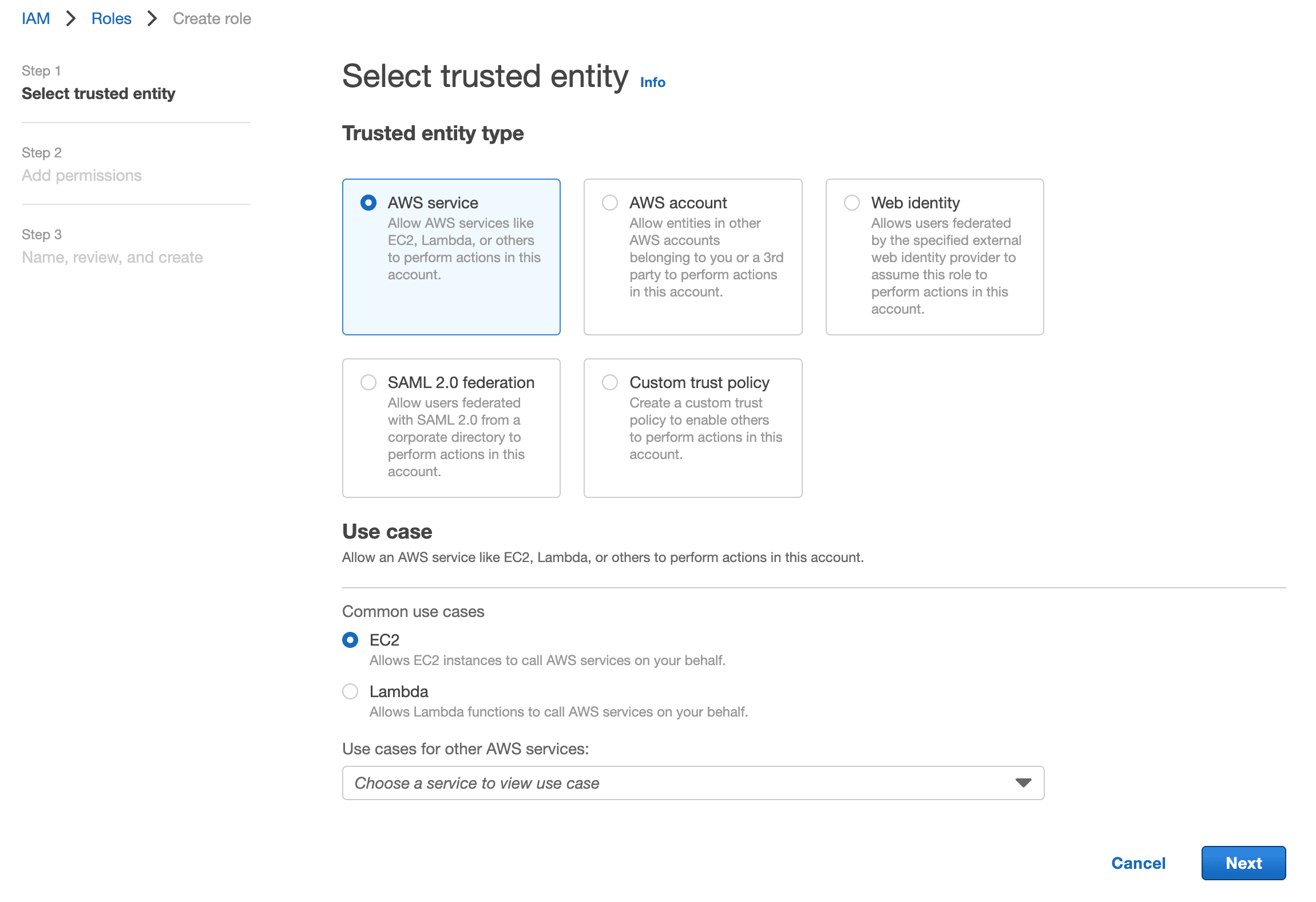 Create Role to Identify EC2 Instance